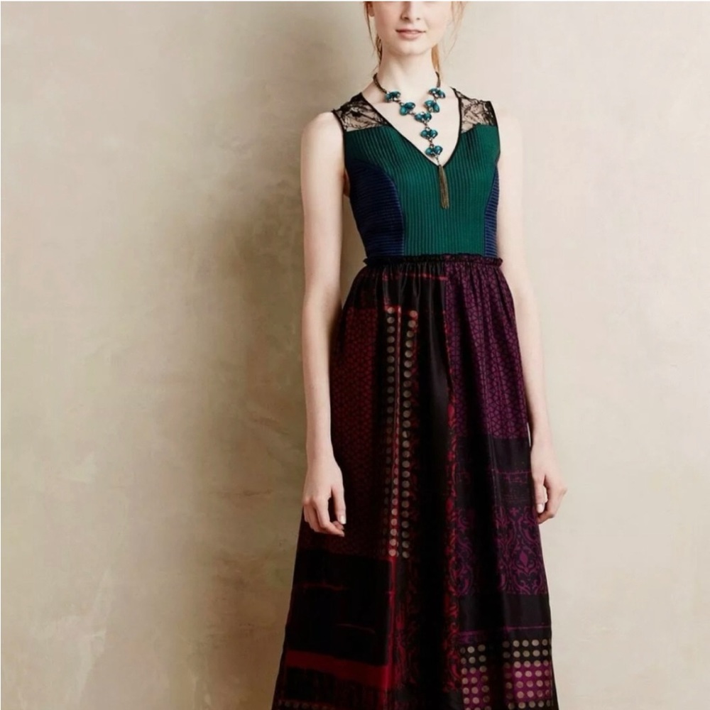 ANTHROPOLOGIE Niki Tlanapan Boho Indie Silk Dress